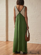 Splicing Chic V-neck Charming Contrasting Color Dress image 3
