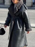 Splicing Thicken Warm Leather Coat image 6