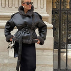 Splicing Thicken Warm Leather Coat image 7