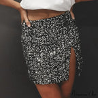 Split Shimmering Sequin Tight Mini Party Clubwear Skirt image 3
