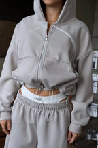 Sporty Color Block Hooded Straight-Leg Pants Two Piece Set image 5