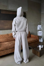 Sporty Color Block Hooded Straight-Leg Pants Two Piece Set image 7