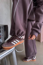 Sporty Color Block Hooded Straight-Leg Pants Two Piece Set image 3