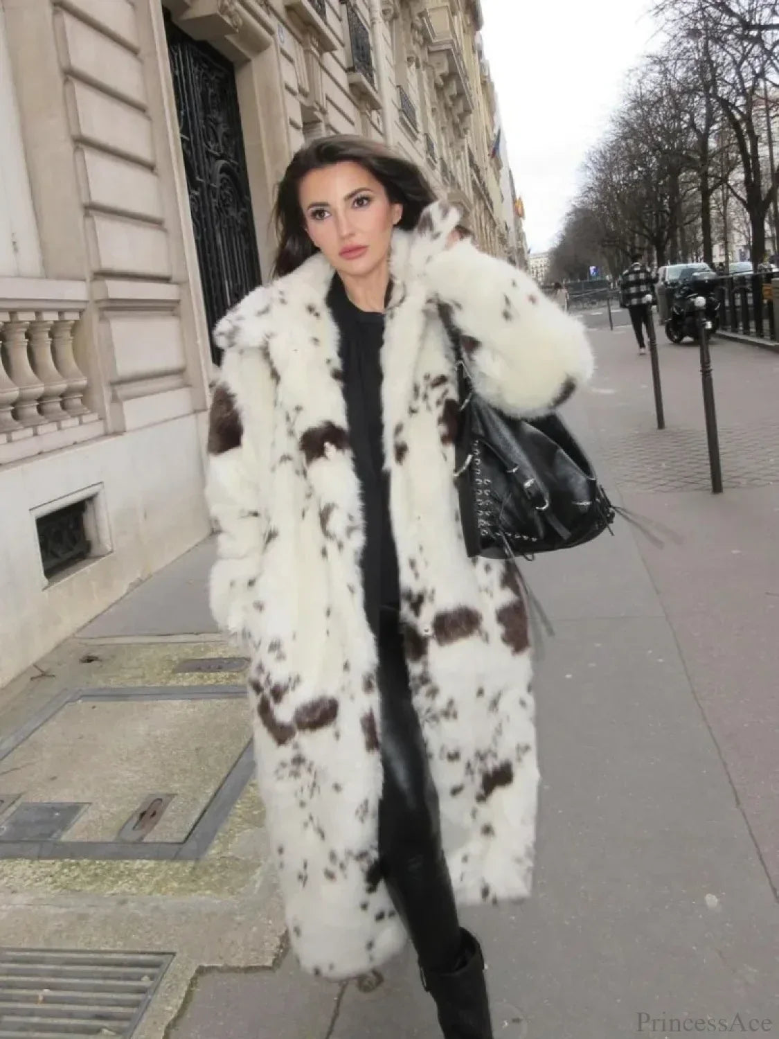 Spotted Leopard Suit Collar Fluffy Coat image 2