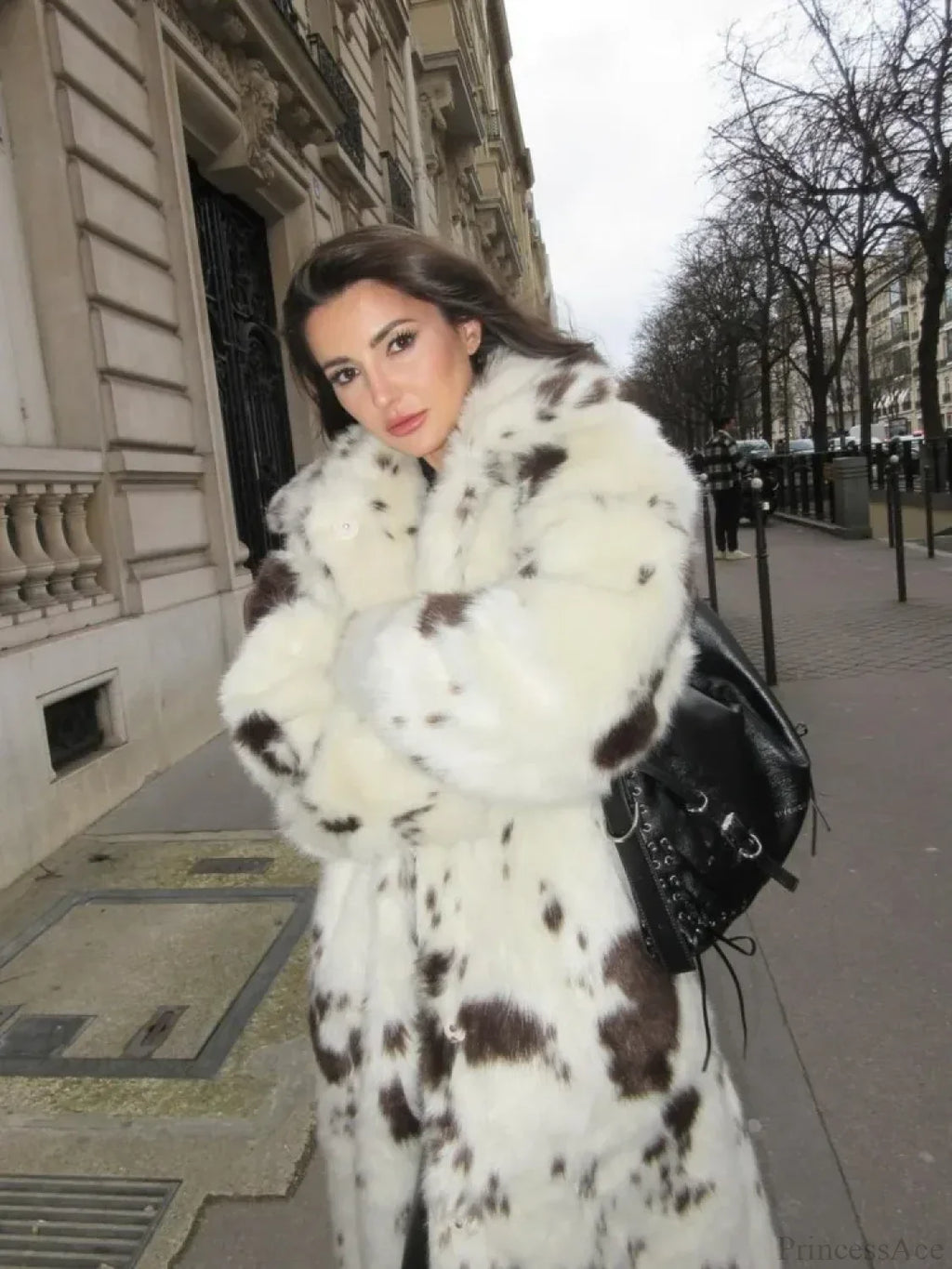 Spotted Leopard Suit Collar Fluffy Coat image 1