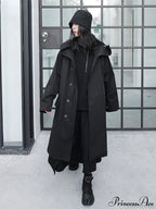 Spring Autumn Long Oversized Black Hood Dark Aesthetic Luxury Designer Stylish Coat image 3