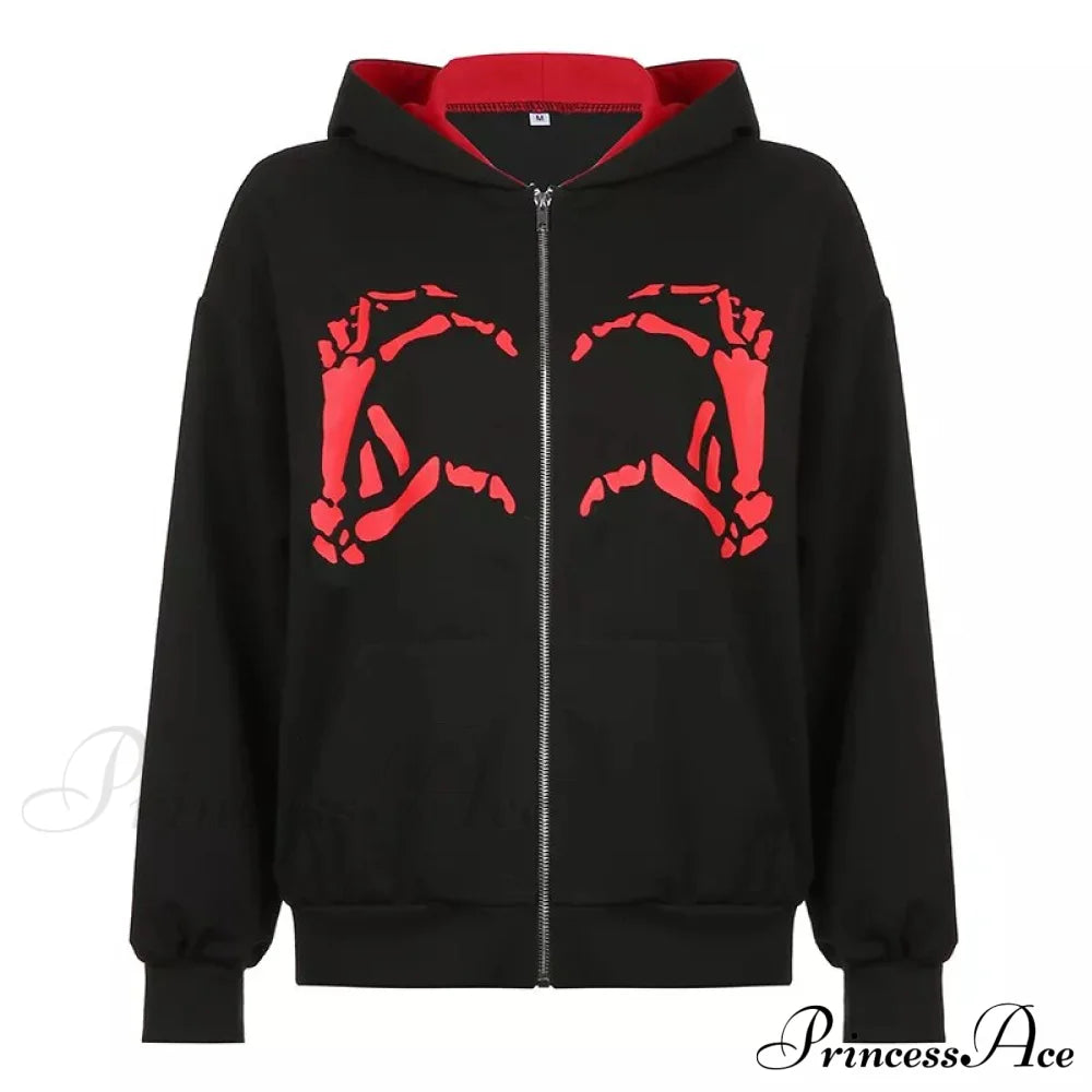 Spring Hoodie Hop Zipper Y2K Oversized Women's Gray Embroidery Letter Streetwear Punk Hip Sweatshirt image 11