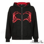 Spring Hoodie Hop Zipper Y2K Oversized Women's Gray Embroidery Letter Streetwear Punk Hip Sweatshirt image 11