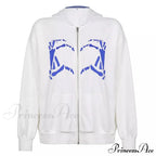 Spring Hoodie Hop Zipper Y2K Oversized Women's Gray Embroidery Letter Streetwear Punk Hip Sweatshirt image 4