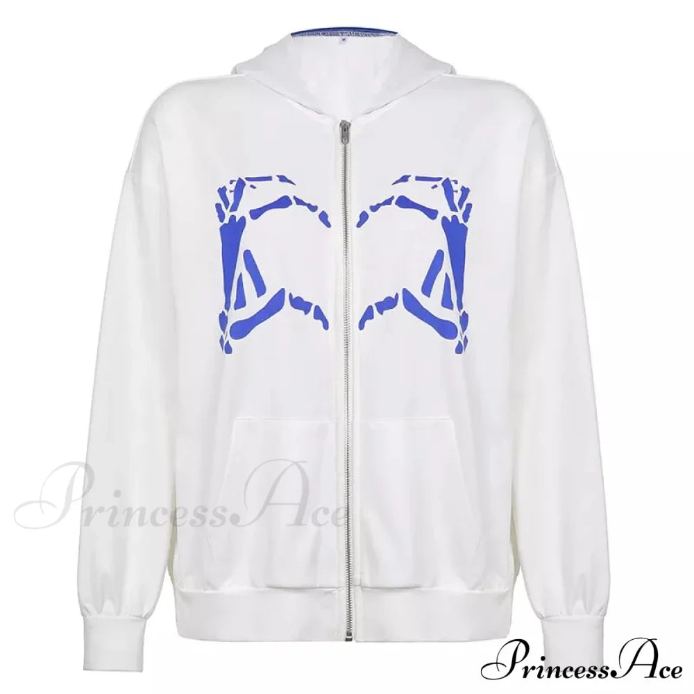 Spring Hoodie Hop Zipper Y2K Oversized Women's Gray Embroidery Letter Streetwear Punk Hip Sweatshirt image 4