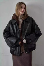 Spring Oversized Faux Leather Coat image 3