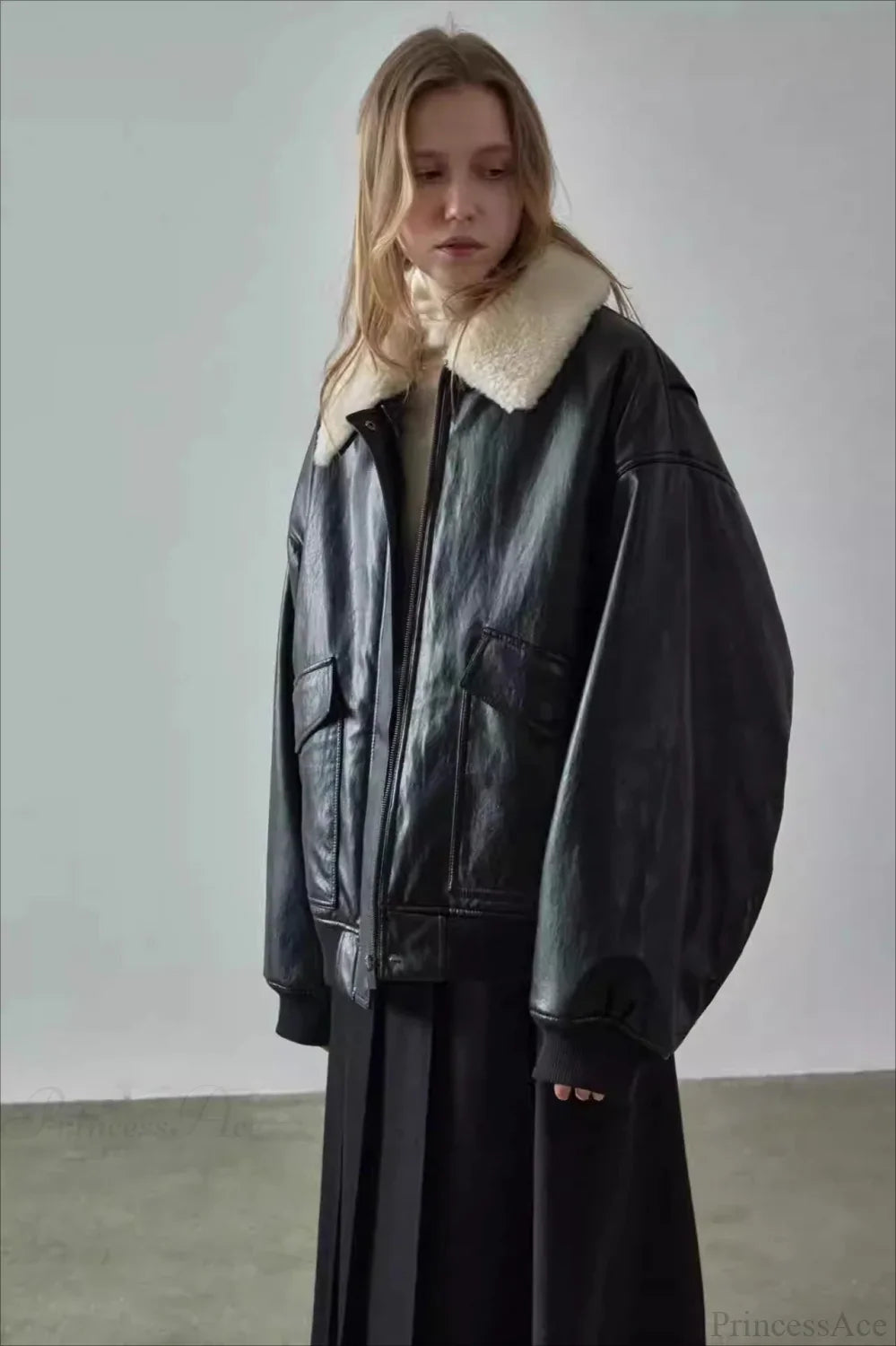 Spring Oversized Faux Leather Coat image 2