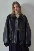 Spring Oversized Faux Leather Coat image 1