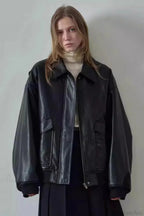 Spring Oversized Faux Leather Coat image 1