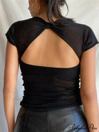 Square Collar Backless Elegant Skinny Streetwear Crop Top image 5