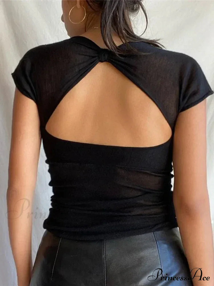 Square Collar Backless Elegant Skinny Streetwear Crop Top image 5