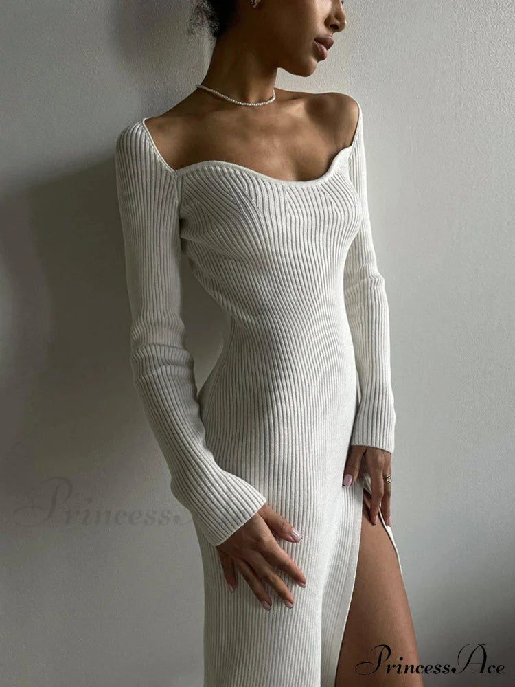 Square Collar Ribbed Maxi Dress image 2