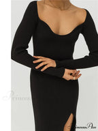 Square Collar Ribbed Maxi Dress image 7