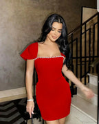 Square Collar Shining Crystal Party Dress image 6