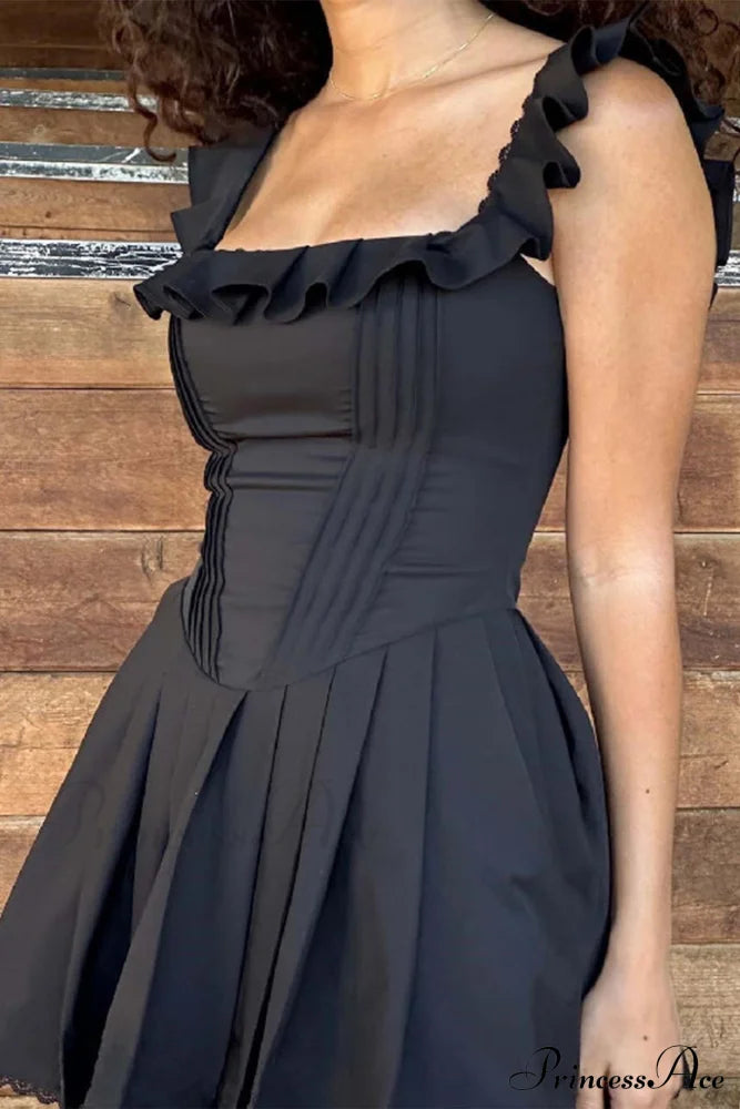 Square Neck Lace Mini Dress image 3