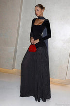 Square Neck Polka Dot Spliced A Line Maxi Dress image 3