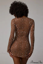 Square Neck Rhinestone High-Waisted Mini Party Dress image 7