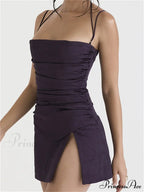 Square Neck Sleeveless Low Cut Sling Backless Criss Mini Dress image 3
