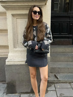 Square Printed O-neck Long Sleeve Cardigan image 3