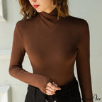 Stand-up Collar Long-sleeved Stretch T-shirt image 4