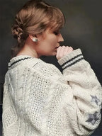 Star Embroidery Knit Button-up Cardigan image 2