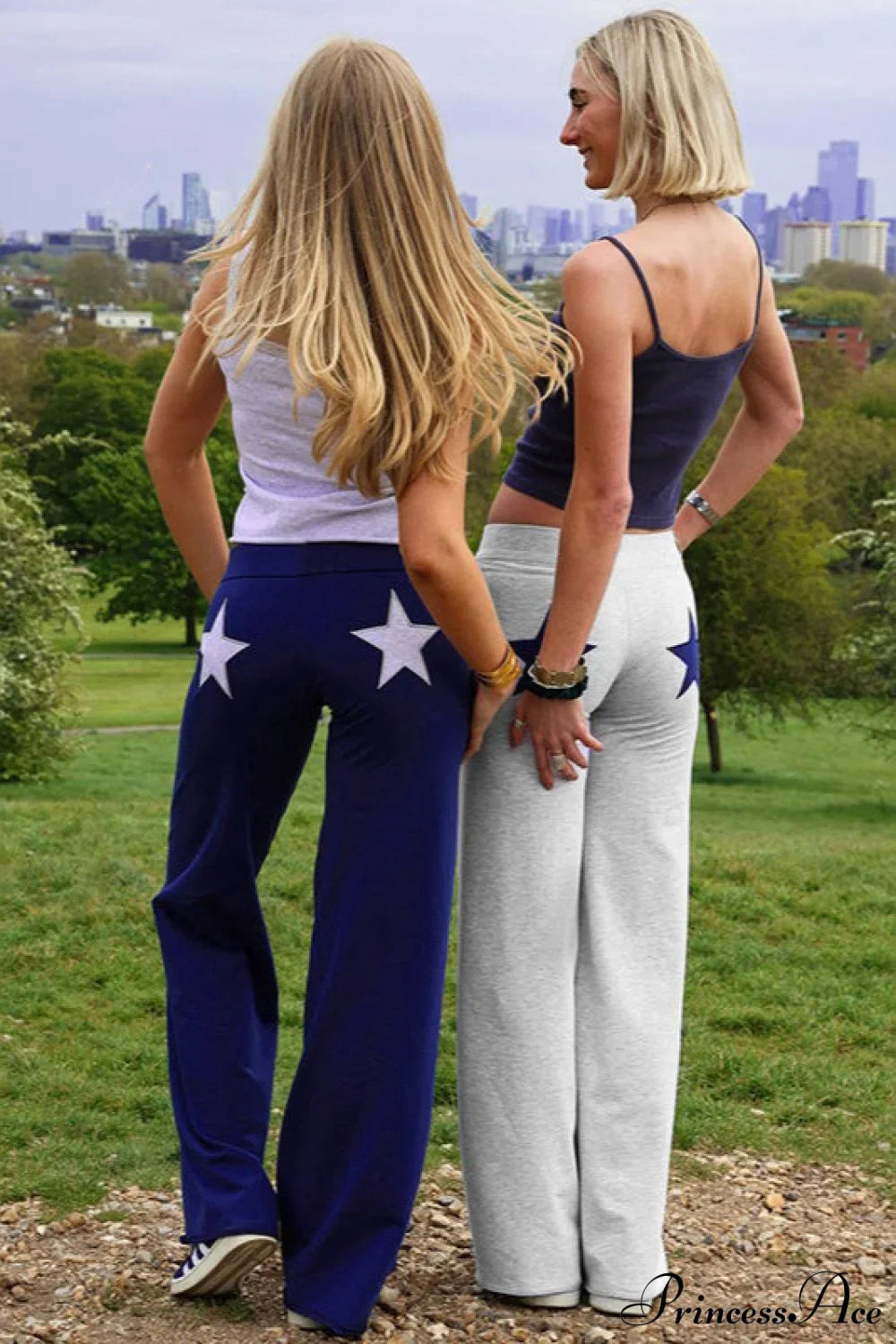 Star Print Stretchy High Waist Straight Leg Pants image 2