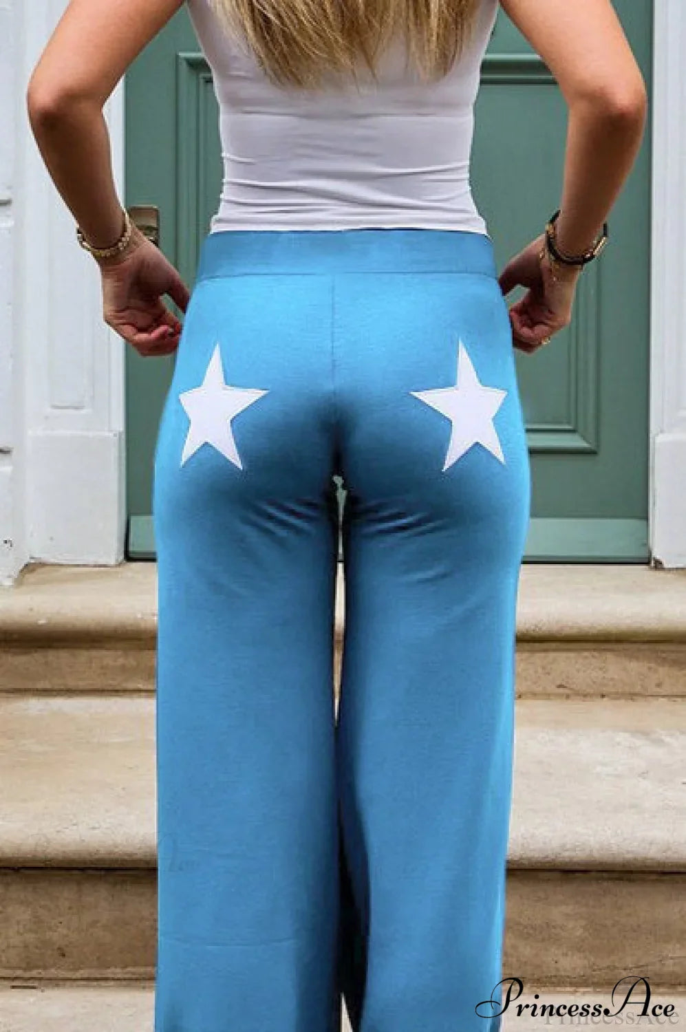 Star Print Stretchy High Waist Straight Leg Pants image 13