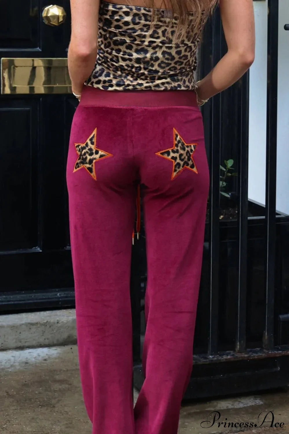 Star Print Stretchy High Waist Straight Leg Pants image 11