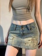 Star Rivet Pencil Denim Skirt image 7