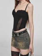 Star Rivet Pencil Denim Skirt image 6