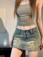 Star Rivet Pencil Denim Skirt image 2