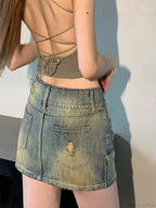 Star Rivet Pencil Denim Skirt image 4