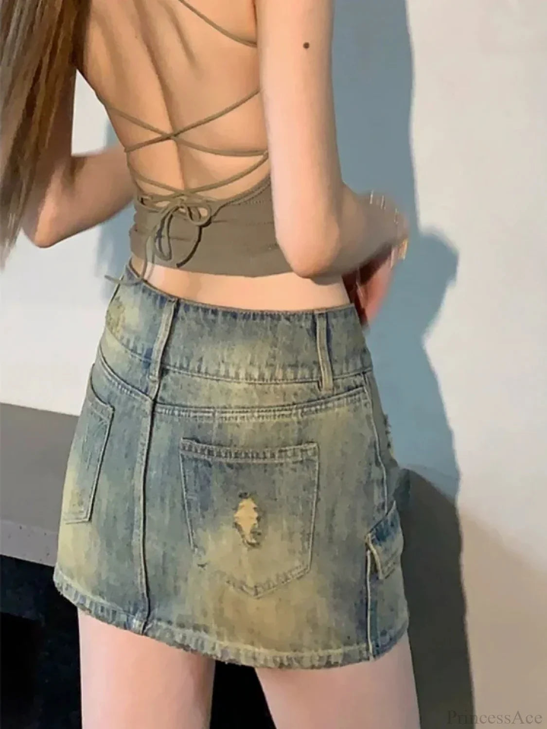 Star Rivet Pencil Denim Skirt image 4