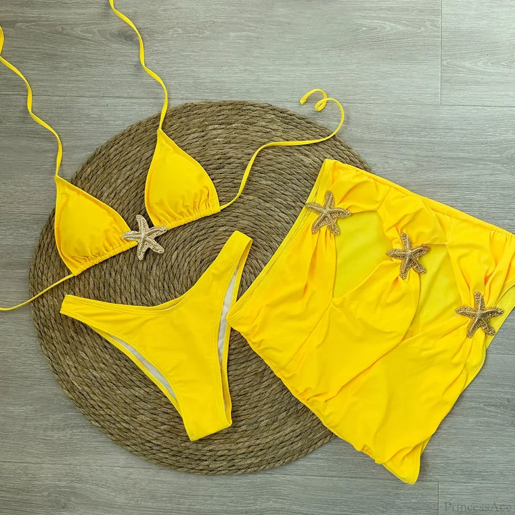 Starfish Brazilian Black Three Piece Swimsuit image 3