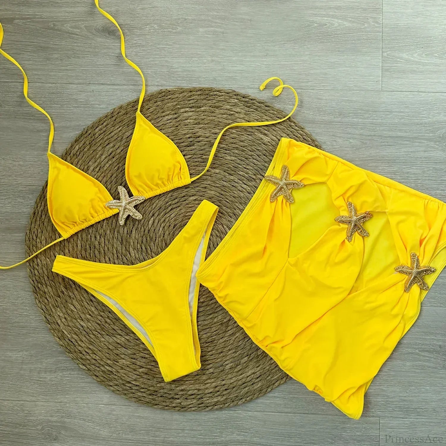 Starfish Brazilian Black Three Piece Swimsuit image 3