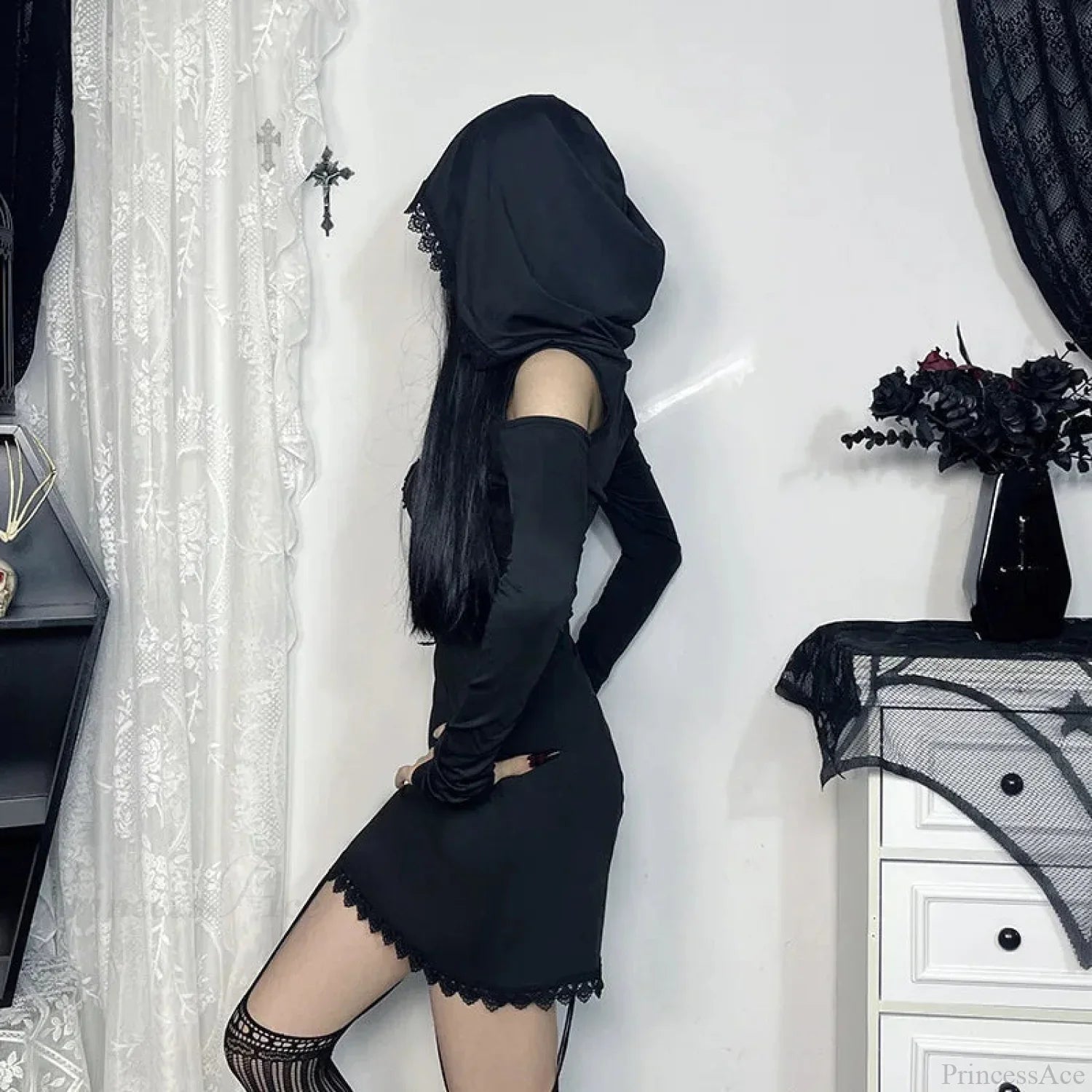 Stitched Hooded Small Dress image 2