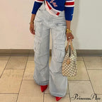 Straight Casual Multi-pocket Paneled Cargo Fashion Washed Wide Leg High-waisted High Street Y2K Jean image 4