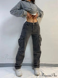 Straight High Waist Vintage Cargo Trousers image 7
