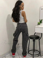 Straight High Waist Vintage Cargo Trousers image 6