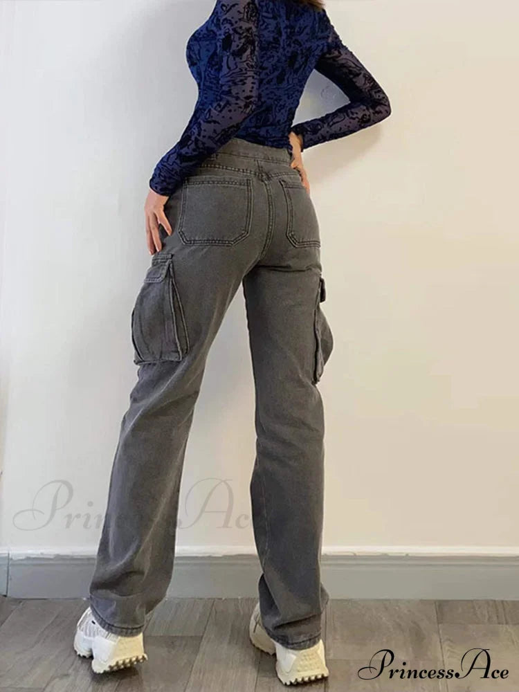 Straight High Waist Vintage Cargo Trousers image 2