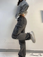 Straight High Waist Vintage Cargo Trousers image 3