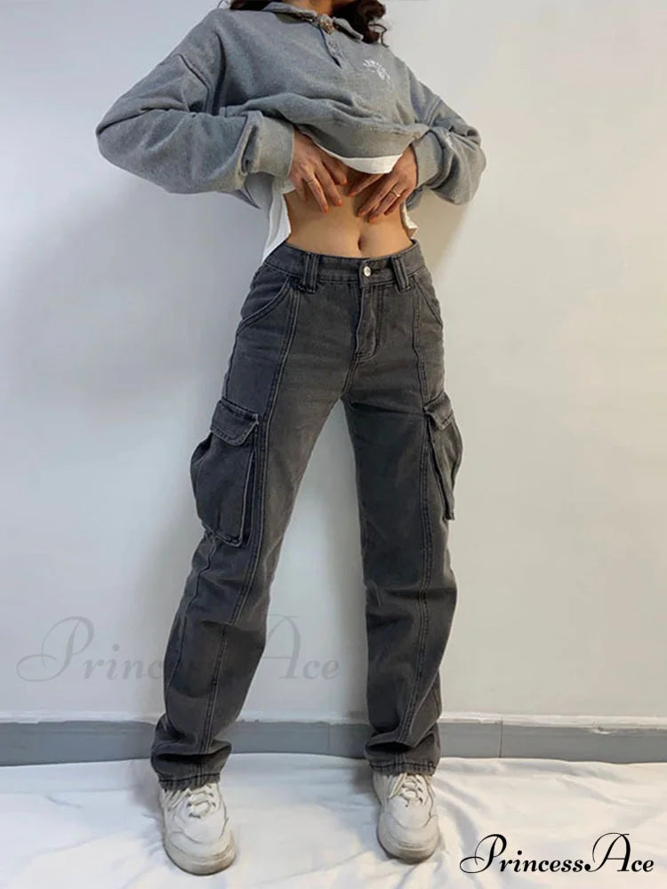 Straight High Waist Vintage Cargo Trousers image 1