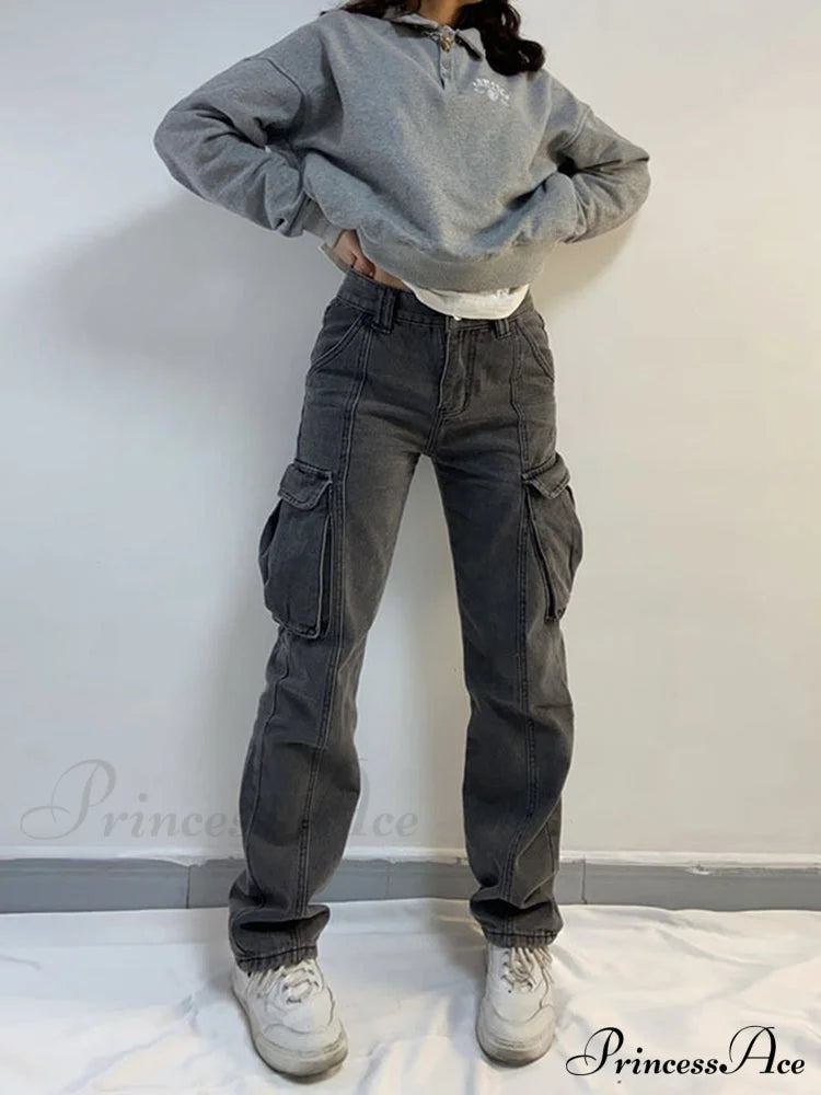 Straight High Waist Vintage Cargo Trousers image 4