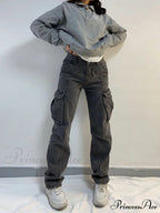 Straight High Waist Vintage Cargo Trousers image 4