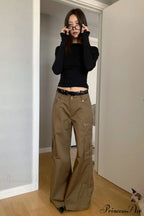 Straight-Leg Multi-Pocket High-Waisted Cargo Pants image 6